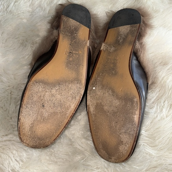 gucci princetown fur loafers in brown with logo - Picture 2 of 4